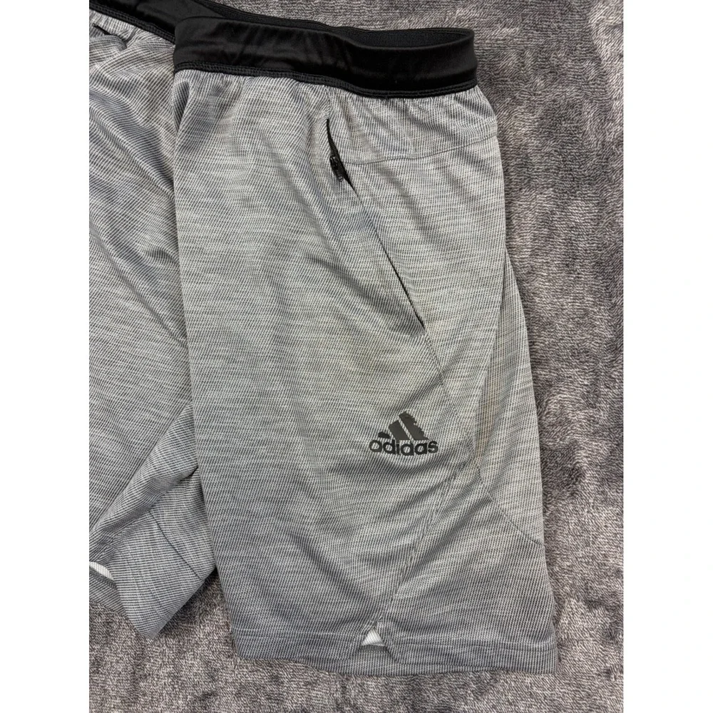 Adidas Shorts Mens XL Grey Aeroready Athletic Gym Running Zip Pocket Activewear